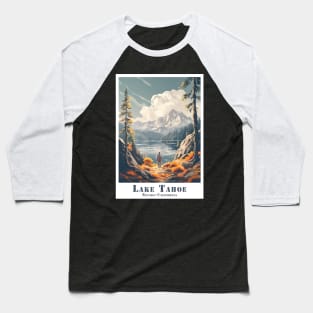 Retro Vintage Lake Tahoe Nevada Adventure Poster Baseball T-Shirt